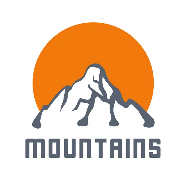 Logotipo de las montañas con sol, vector icono ilustración — Archivo Imágenes Vectoriales