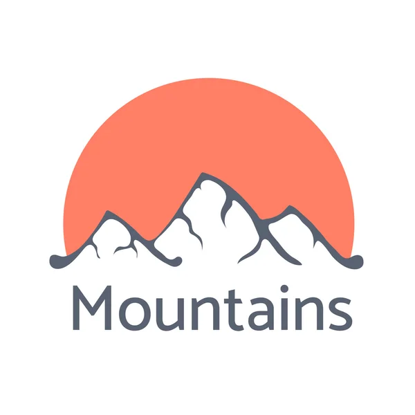 Logo delle montagne con sole, icona vettoriale illustrazione — Vettoriale Stock
