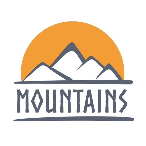 Logo delle montagne con sole, icona vettoriale illustrazione — Vettoriale Stock