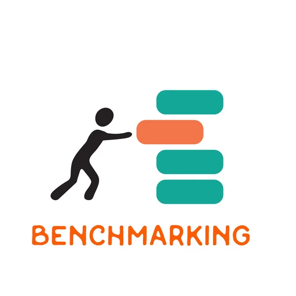 Benchmarking logo concepto, icono de vector — Vector de stock