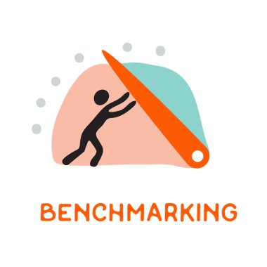 Kavramı logo, hız göstergesi, Manometre veya genel göstergeler iğneler ile kıyaslama, vektör