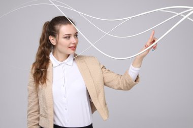 Elektrik kablolar ve teller, kadınla kavisli çizgiler