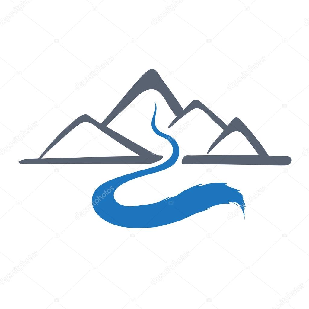 Mountain river or stream logo, vector icon illustration.