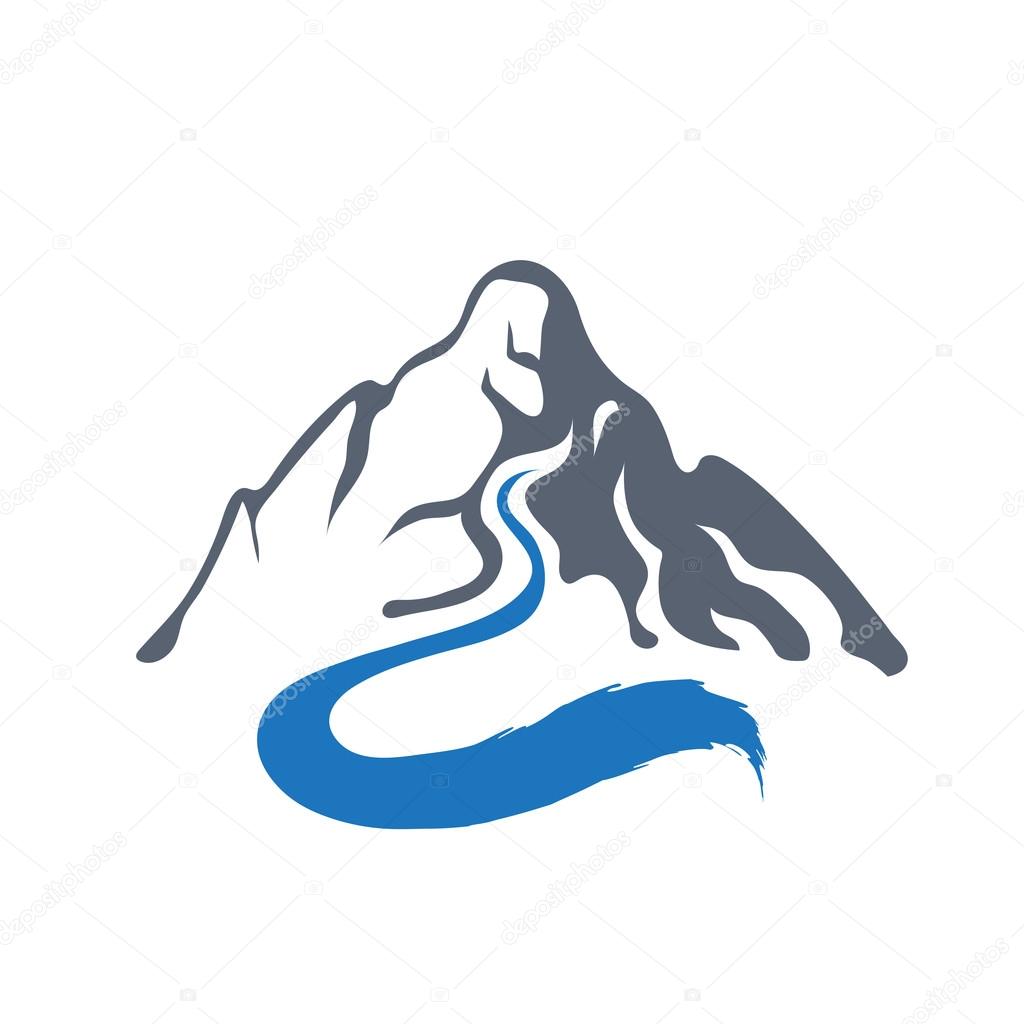 Mountain river or stream logo, vector icon illustration.