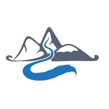 Mountain river, vector logo illustration. clipart