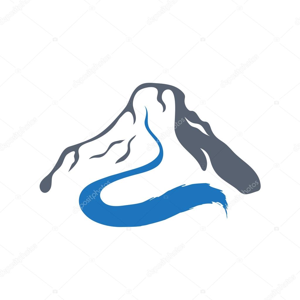 Mountain river or stream logo, vector icon illustration.
