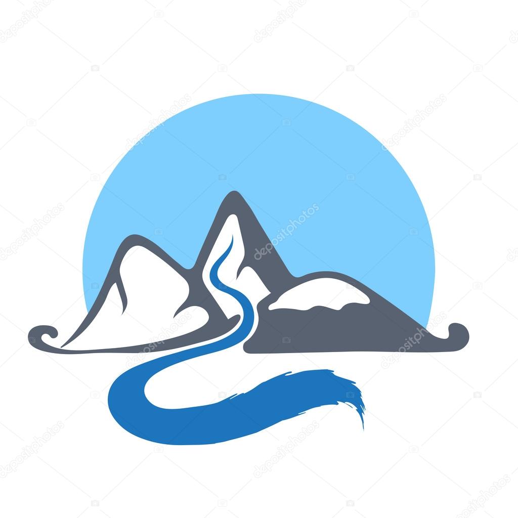 Mountain river or stream logo, vector icon illustration.
