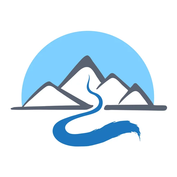 Mountain river, vektor logo illustration. — Stock vektor