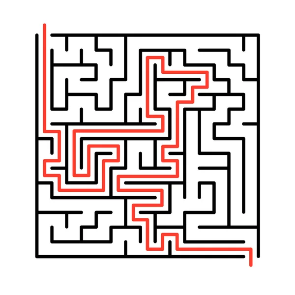 Vector maze, labyrinth illustration with solution. — Stock Vector