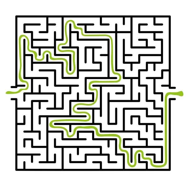 Vector maze, labyrinth illustration with solution. — Stock Vector