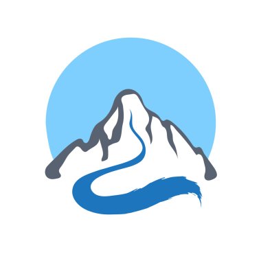 Mountain river, vector logo illustration. clipart
