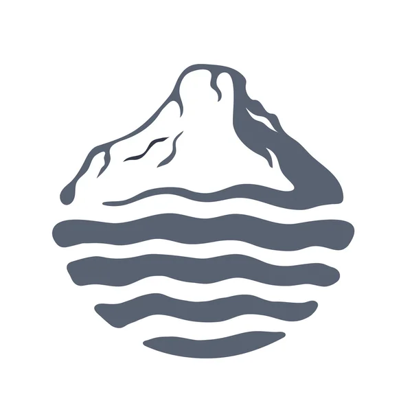 Montagna su un lago, mare o oceano, logo esterno vettoriale illustrazione . — Vettoriale Stock