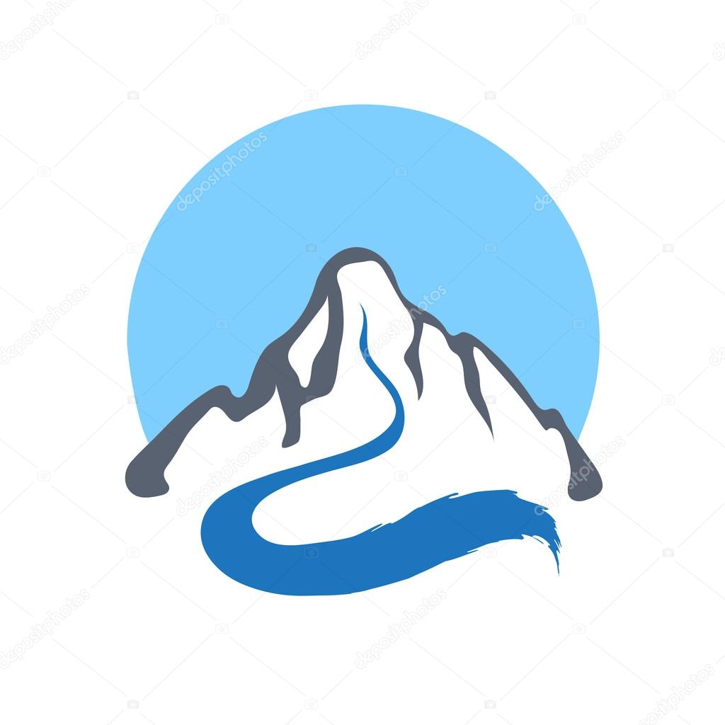 Mountain river or stream logo, vector icon illustration.