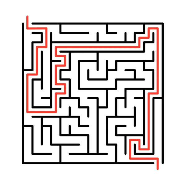 Vector maze, labyrinth illustration with solution. — Stock Vector