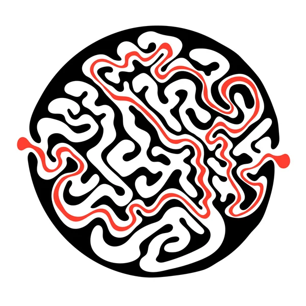 Vektorlabyrinth, runde Labyrinth-Illustration mit Lösung. — Stockvektor