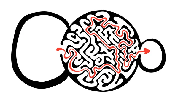 Vector labyrint, labyrint illustration med lösning. — Stock vektor