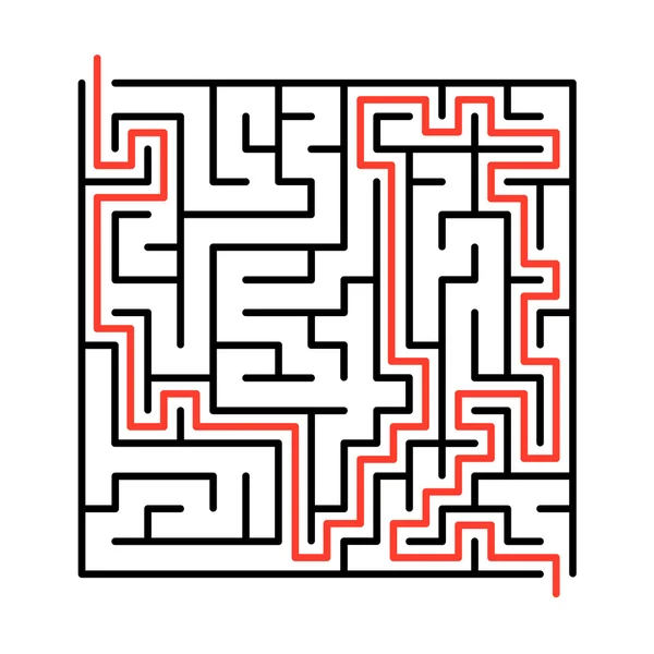 Vector maze, labyrinth illustration with solution. — Stock Vector