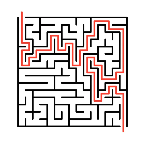 Vector maze, labyrinth illustration with solution. — Stock Vector