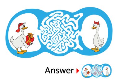 Labirent puzzle için çocuklar, Labirent illüstrasyon çözüm ile.
