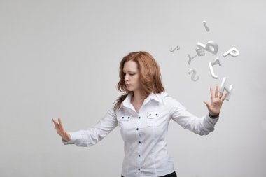 Mektuplar, bir dizi ile çalışan kadın kavramı yazma.