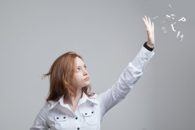 Mektuplar, bir dizi ile çalışan kadın kavramı yazma.