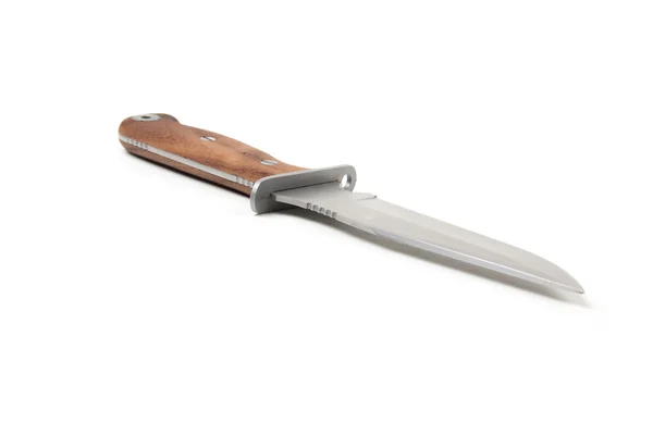 Coltello da caccia con manico in legno, isolato — Foto Stock