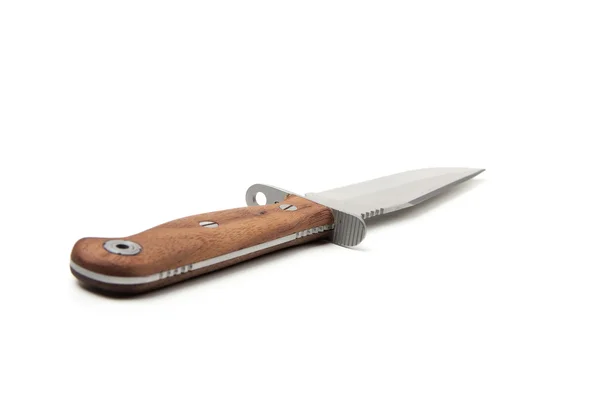 Coltello da caccia con manico in legno, isolato — Foto Stock