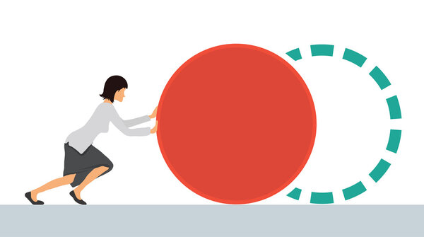 Концепция бенчмаркинга, вектор. Женщина давит на элемент. Подведите к стандартному эталону
.