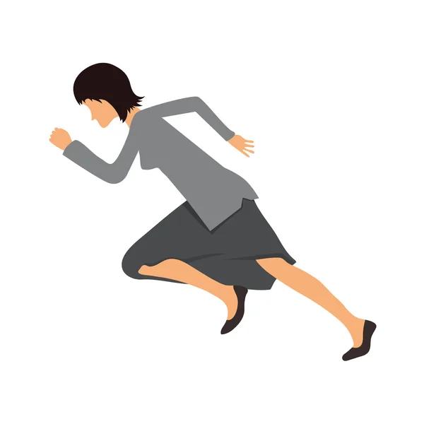 Mujer en ropa de negocios corriendo sprint , — Vector de stock