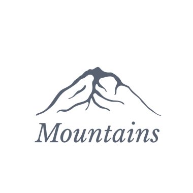 Dağların logosu, vektör illüstrasyonu