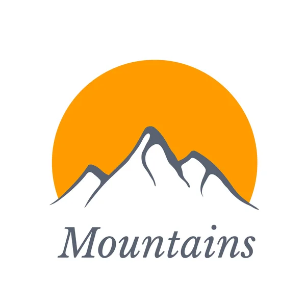 Berge-Logo mit Sonne, Vektorillustration — Stockvektor