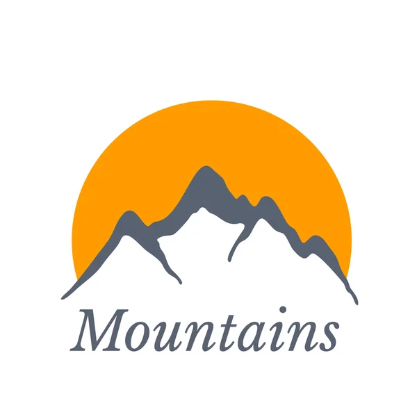 Güneş, vektör çizim logolu dağlar — Stok Vektör