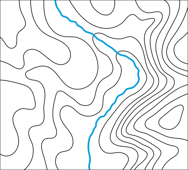 Mapa topográfico com rio, vetor —  Vetores de Stock