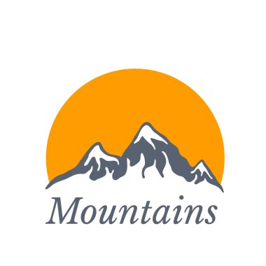 Güneş, vektör çizim logolu dağlar