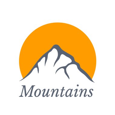 Güneş, vektör çizim logolu dağlar