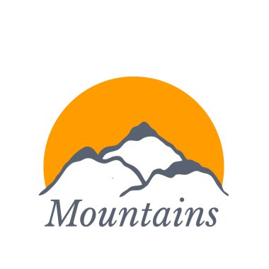 Güneş, vektör çizim logolu dağlar