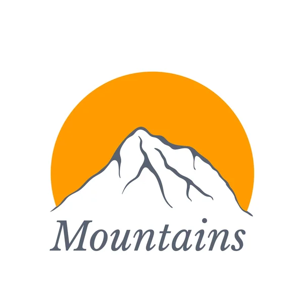 Логотип гор с солнцем, векторная иллюстрация — стоковый вектор