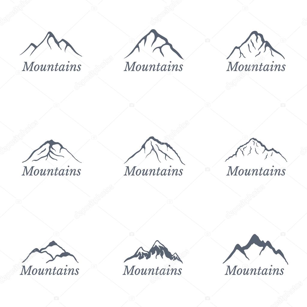 Mountain lanscape logo set, vector illustration