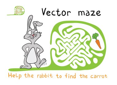 vektör Labirent, tavşan ve havuç ile labirent.