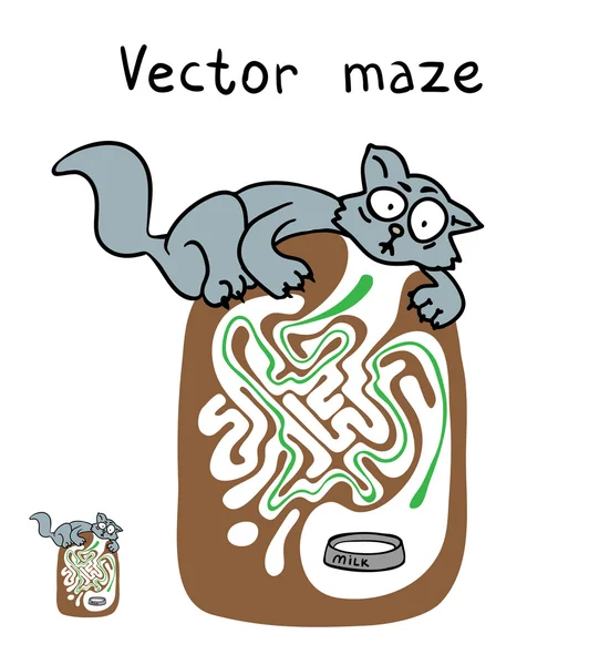 Vector Maze, Labyrinth with cat. — Stock Vector