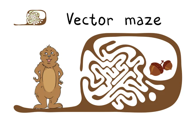 Laberinto Vector, Laberinto con Marmota y Tuerca . — Vector de stock