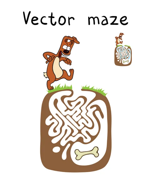 Vektor labyrint, labyrint med hund. — Stock vektor