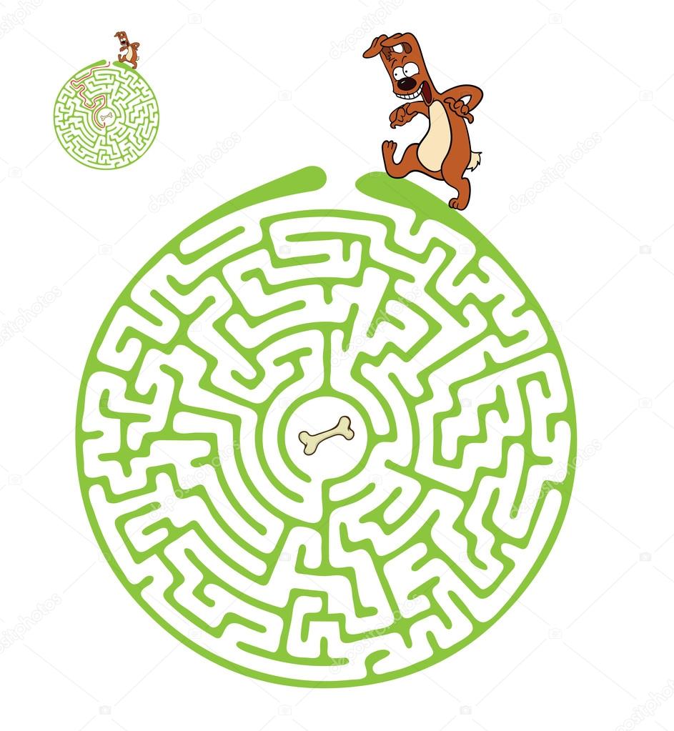 Vector Maze, Labyrinth with Dog.