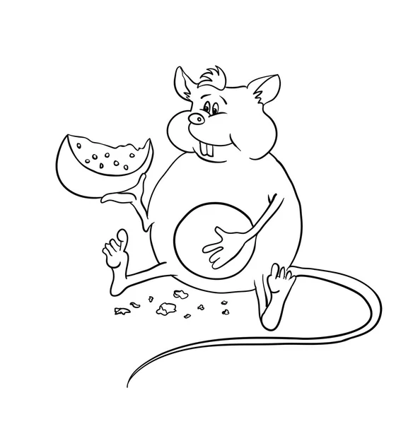 Fette Maus mit Käse, Vektorillustration — Stockvektor