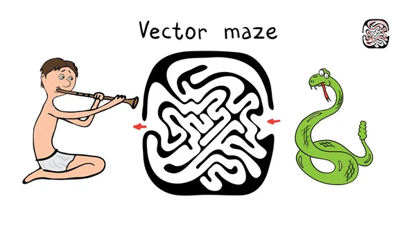 Labyrinthe vectoriel, Labyrinthe avec serpent et Fakir — Image vectorielle