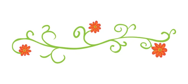 Horizontale floral vignet met rode bloemen. — Stockvector