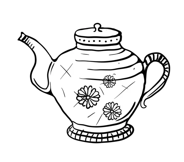 Teekannen-Skizze, Vektorillustration — Stockvektor