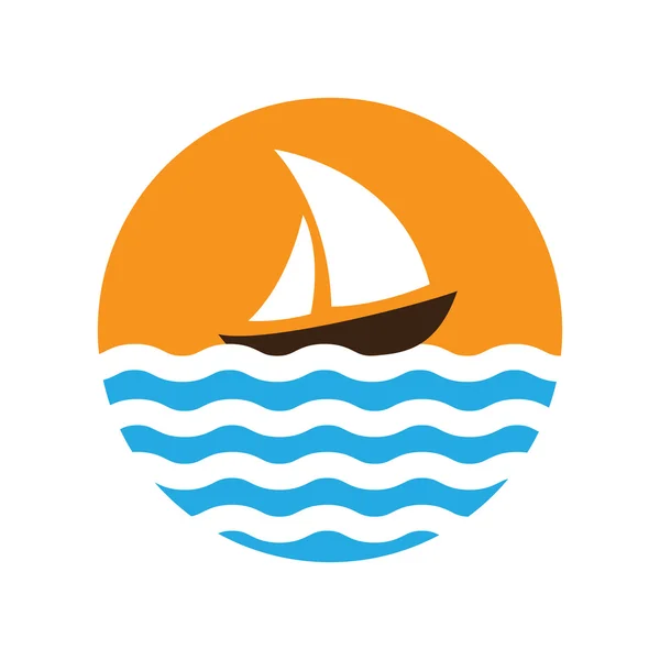 Velero en el agua, vector de logotipo — Archivo Imágenes Vectoriales