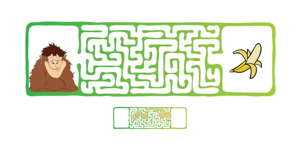 Labyrinthe vectoriel, Labyrinthe avec singe et banane . — Image vectorielle