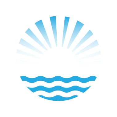 Güneş ve deniz. vektör simge illüstrasyon